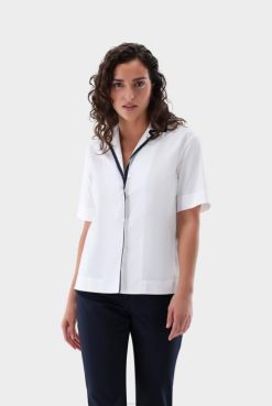 Van Laack Australia | Van Laack Blouse With Camp Collar In Cotton Stretch Women P082108