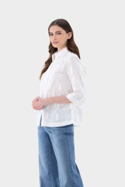 Van Laack Australia | Van Laack Boxy Shirt With Embroidery Women P08294