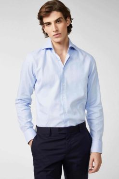 Van Laack Australia | Van Laack Business Shirt Made Of Dobby Cotton Blue Men P082416