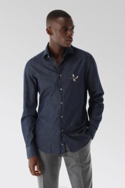 Van Laack Australia | Van Laack Denim Shirt With Embroidery Tailor Fit Men P082560