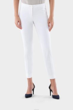 Van Laack Australia | Van Laack Haila-Nos - Mid-Rise Straight-Leg Pants Slim Fit Back Pockets Elasticated-Waist Plain Cotton Polyamid Stretch Blend Women P082261