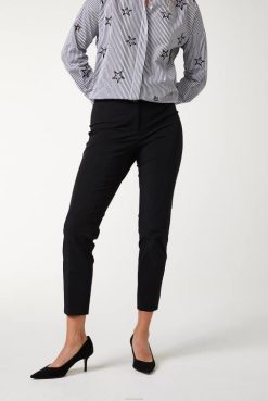 Van Laack Australia | Van Laack Haila-Nos - Mid-Rise Straight-Leg Pants Slim Fit Back Pockets Elasticated-Waist Plain Cotton Polyamid Stretch Blend Women P082274