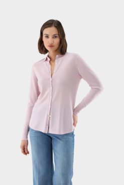 Van Laack Australia | Van Laack High-Quality Knit Shirt Made From Ultra-Fine Merino Yarn Rose Women P082175