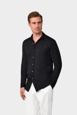 Van Laack Australia | Van Laack Jersey Shirt Urban Look Slim Fit Black Men P082463