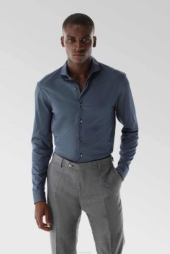 Van Laack Australia | Van Laack Jersey Shirt With A Twill Print Tailor Fit Men P082477