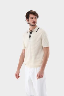 Van Laack Australia | Van Laack Knit Polo With Mesh Structure And Contrast Collar Men P082675