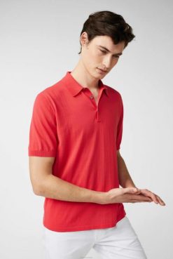 Van Laack Australia | Van Laack Knitted Air Cotton Polo-Shirt Red Men P082699