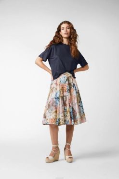 Van Laack Australia | Van Laack Linen Jersey T-Shirt Boxy Fit Navy Women P082248