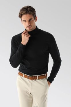 Van Laack Australia | Van Laack Longsleeve Swiss Cotton Jersey Crew Neck T-Shirt Black Men P082667