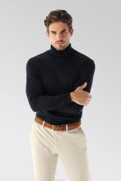 Van Laack Australia | Van Laack Longsleeve Swiss Cotton Jersey Crew Neck T-Shirt Navy Men P082663