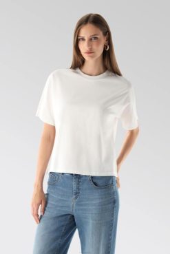 Van Laack Australia | Van Laack Mola - Boxy T-Shirt Half Sleeves Straight Cut Long Staple Cotton Jersey Women P082218