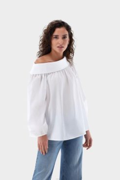 Van Laack Australia | Van Laack One Shoulder Blouse In Cotton Batiste Women P08291