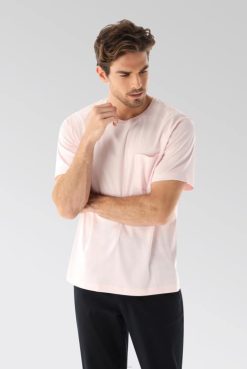 Van Laack Australia | Van Laack Oversize Jersey T-Shirt With A Chest Pocket Pink Men P082714