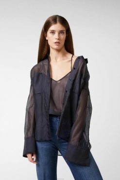 Van Laack Australia | Van Laack Plain Viscose Top Blue Women P082251