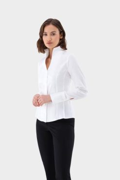 Van Laack Australia | Van Laack Poplin Goblet Collar Blouse Women P0824