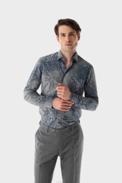 Van Laack Australia | Van Laack Poplin Shirt Slim Fit With Vintage Print Men P082576