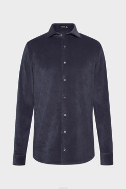 Van Laack Australia | Van Laack Refined Cotton-Blend Terry Shirt Blue Men P082480