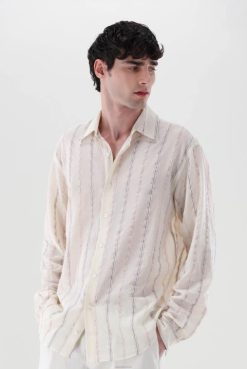 Van Laack Australia | Van Laack Rib-Striped Voile Shirt Men P082520