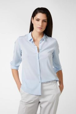 Van Laack Australia | Van Laack Silk Shirt Blouse Blau Women P08249