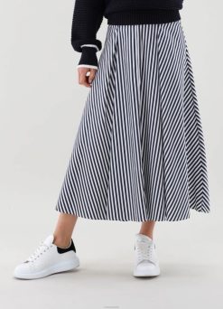 Van Laack Australia | Van Laack Skirt In Cotton Stretch With Stripe Pattern Women P082154