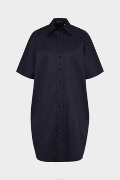 Van Laack Australia | Van Laack Smooth Paper Touch Cotton Stretch Mini Shirt Dress Blue Women P082168