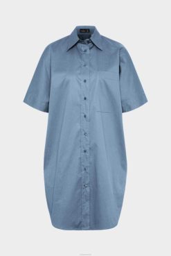 Van Laack Australia | Van Laack Smooth Paper Touch Cotton Stretch Mini Shirt Dress Blue Women P082169