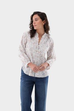 Van Laack Australia | Van Laack Stand-Up Collar Blouse With Pintucks At The Front Women P08289