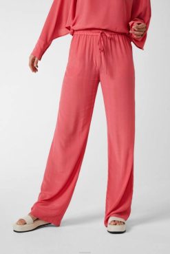 Van Laack Australia | Van Laack Straight Pants With Elastic Waistband Made Of Plain Viscose Red Women P082283