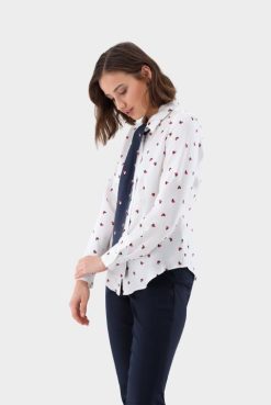 Van Laack Australia | Van Laack The Tailored Bow Blouse With Heart Print Women P082107