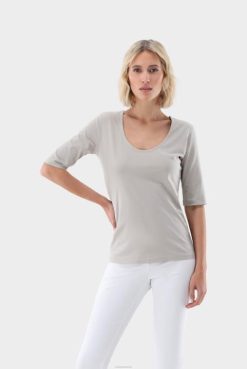 Van Laack Australia | Van Laack Urban Jersey Wide Neck T-Shirt Beige Women P082225