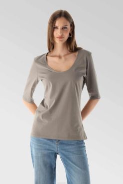Van Laack Australia | Van Laack Urban Jersey Wide Neck T-Shirt Gray Women P082229