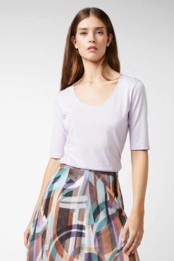 Van Laack Australia | Van Laack Urban Jersey Wide Neck T-Shirt Lilac Women P082254