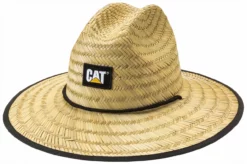 Cat Full Brim Straw Sun Hat w/ Moisture-Wicking Sweatband